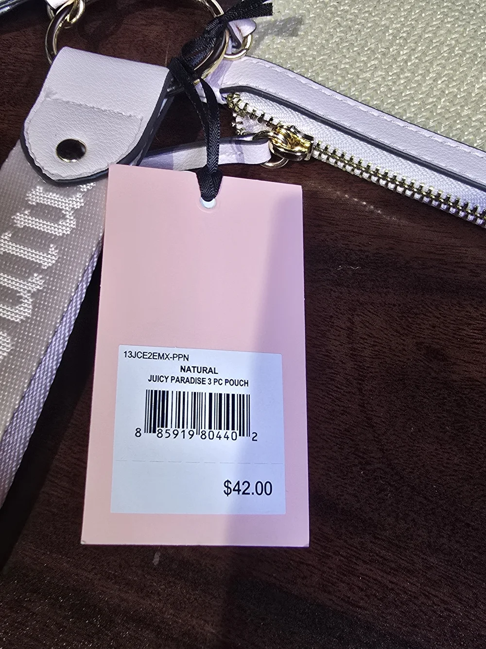 Juicy Couture Cream & Pale Green 3-Piece Wristlet Set with Heart Charm